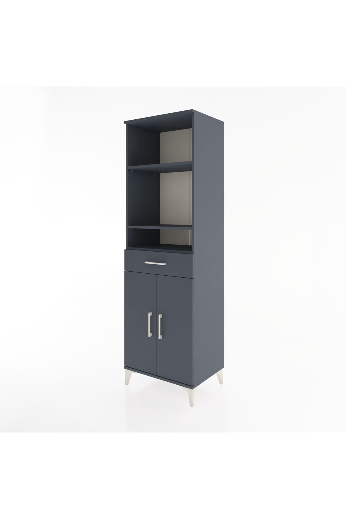 Hyperion Dolap 4 Raflı Tek Çekmeceli 2 Kapaklı 60x44x195 Antrasit-Antrasit