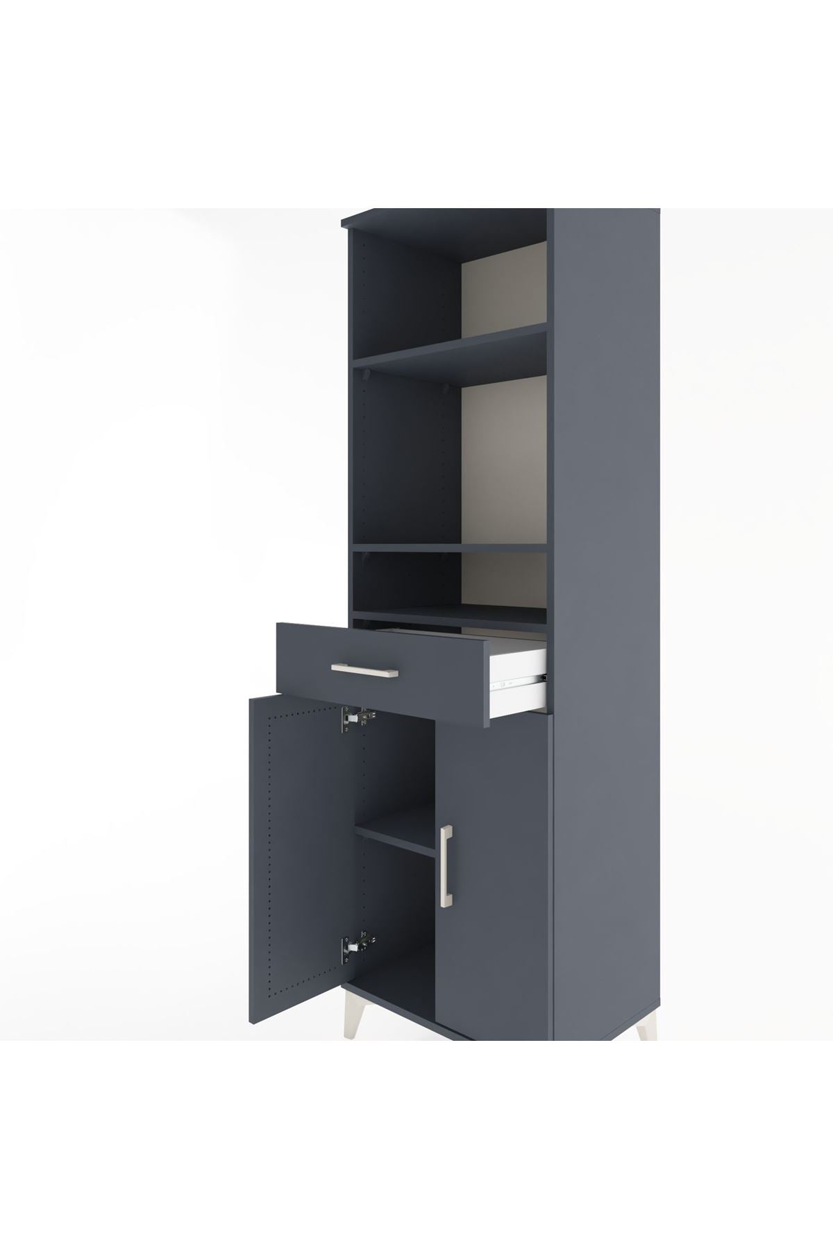 Hyperion Dolap 4 Raflı Tek Çekmeceli 2 Kapaklı 60x44x195 Antrasit-Antrasit