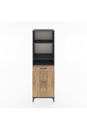 Hyperion Dolap 4 Raflı Tek Çekmeceli 2 Kapaklı 60x44x195 Antrasit-Çam