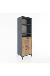 Hyperion Dolap 4 Raflı Tek Çekmeceli 2 Kapaklı 60x44x195 Antrasit-Çam