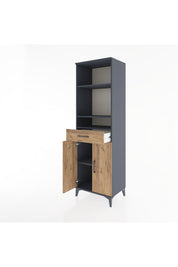 Hyperion Dolap 4 Raflı Tek Çekmeceli 2 Kapaklı 60x44x195 Antrasit-Çam