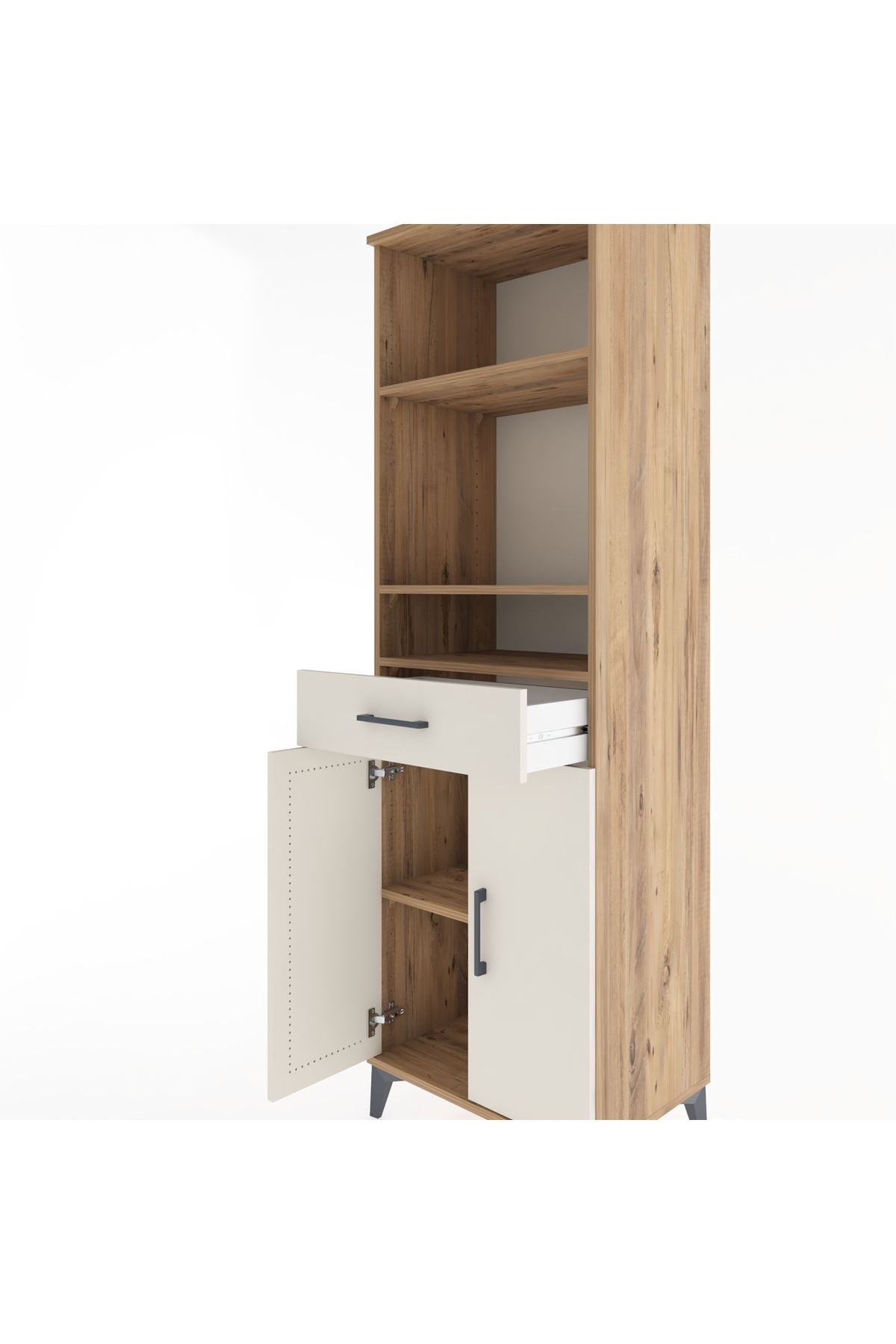 Hyperion Dolap 4 Raflı Tek Çekmeceli 2 Kapaklı 60x44x195 Çam-Aytaşı