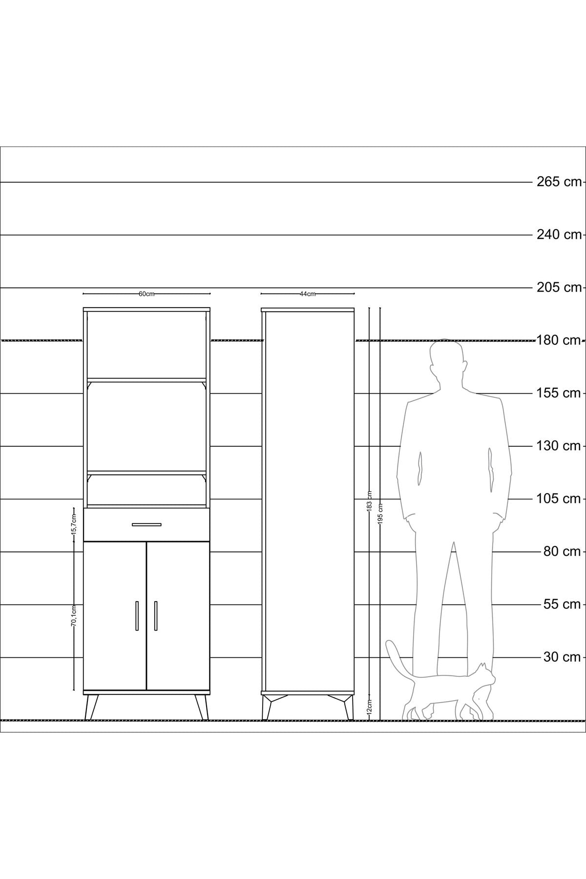 Hyperion Dolap 4 Raflı Tek Çekmeceli 2 Kapaklı 60x44x195 Çam-Aytaşı