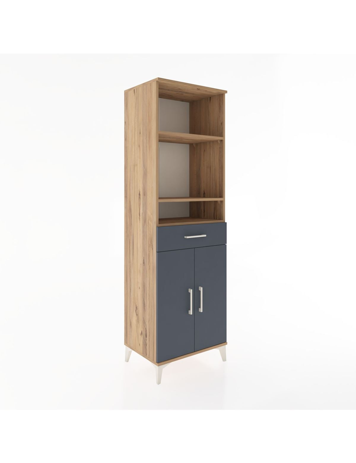 Hyperion Dolap 4 Raflı Tek Çekmeceli 2 Kapaklı 60x44x195 Çam-Antrasit