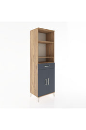 Hyperion Dolap 4 Raflı Tek Çekmeceli 2 Kapaklı 60x44x195 Çam-Antrasit