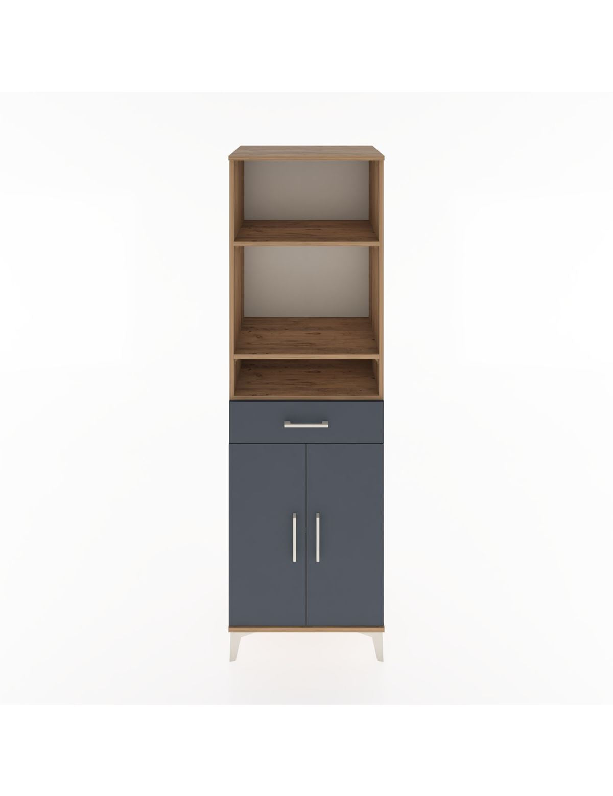 Hyperion Dolap 4 Raflı Tek Çekmeceli 2 Kapaklı 60x44x195 Çam-Antrasit