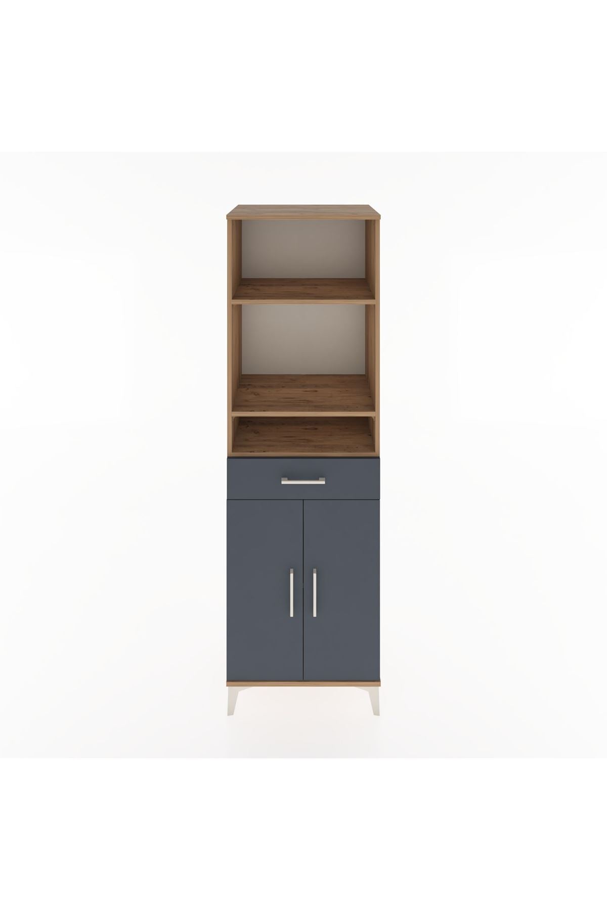 Hyperion Dolap 4 Raflı Tek Çekmeceli 2 Kapaklı 60x44x195 Çam-Antrasit