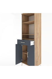 Hyperion Dolap 4 Raflı Tek Çekmeceli 2 Kapaklı 60x44x195 Çam-Antrasit