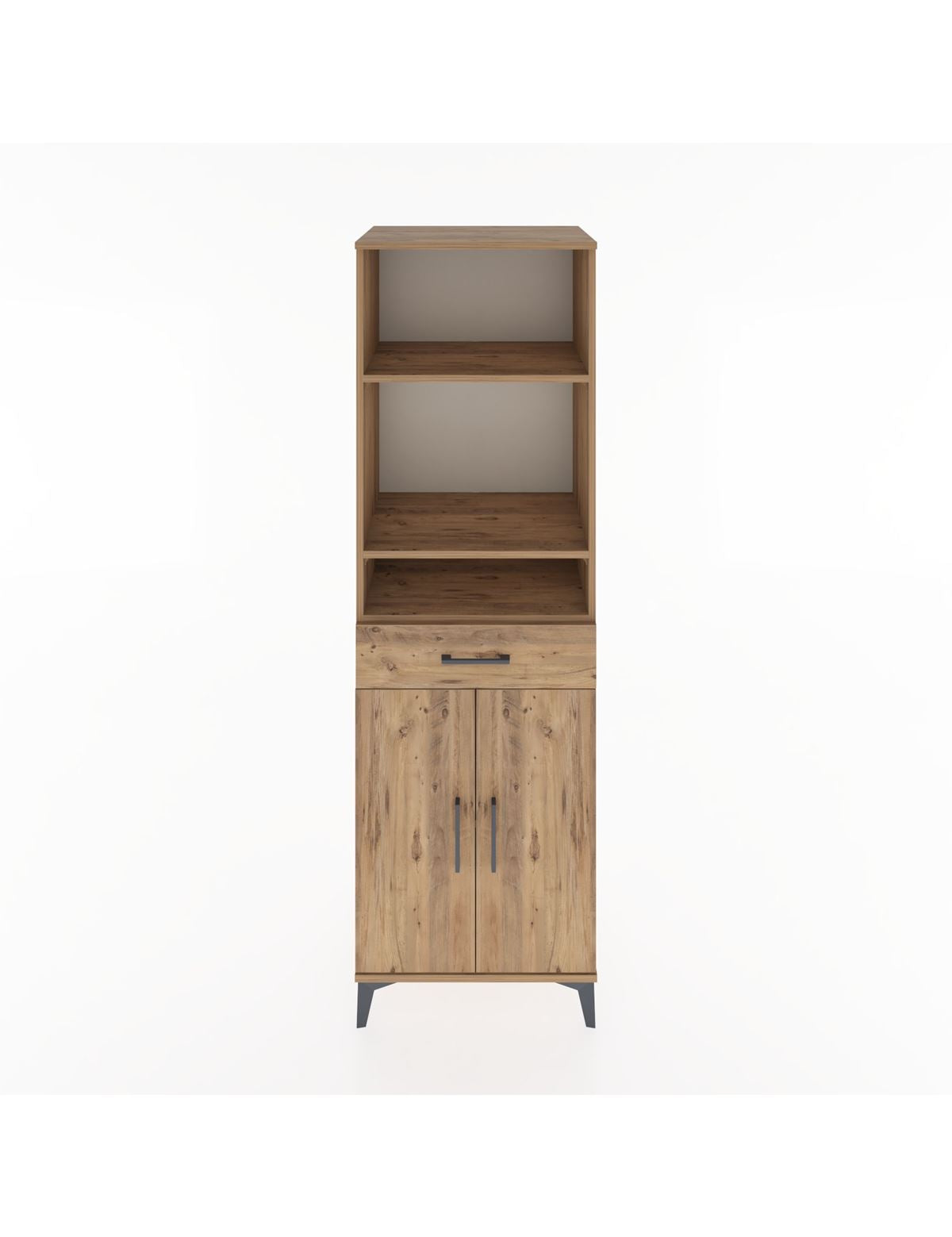 Hyperion Dolap 4 Raflı Tek Çekmeceli 2 Kapaklı 60x44x195 Çam-Çam