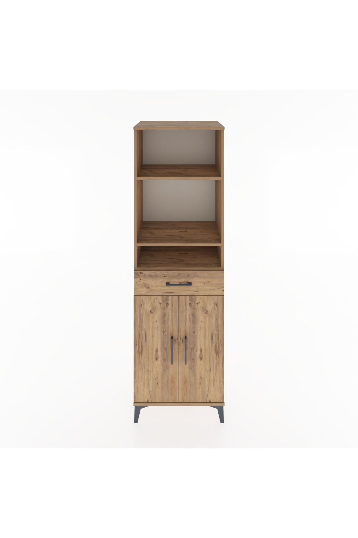 Hyperion Dolap 4 Raflı Tek Çekmeceli 2 Kapaklı 60x44x195 Çam-Çam