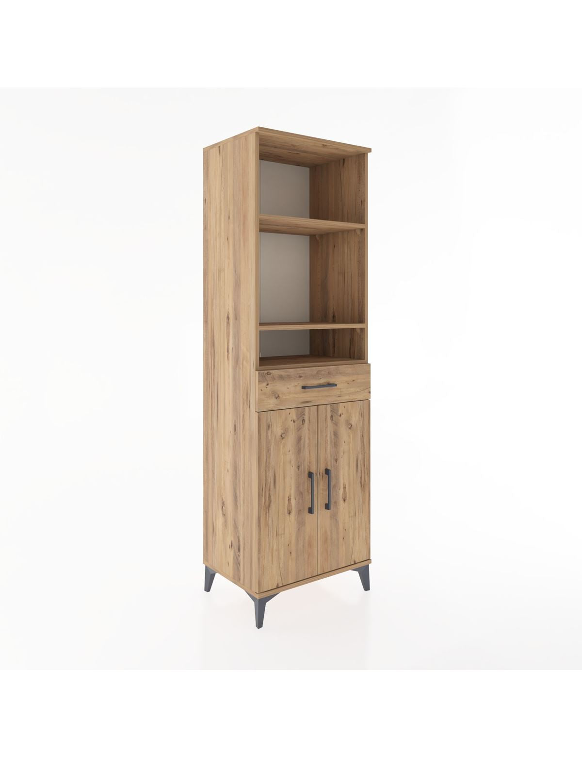 Hyperion Dolap 4 Raflı Tek Çekmeceli 2 Kapaklı 60x44x195 Çam-Çam