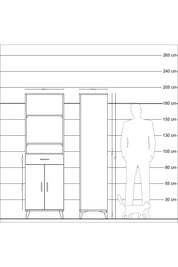 Hyperion Dolap 4 Raflı Tek Çekmeceli 2 Kapaklı 60x44x195 Çam-Çam