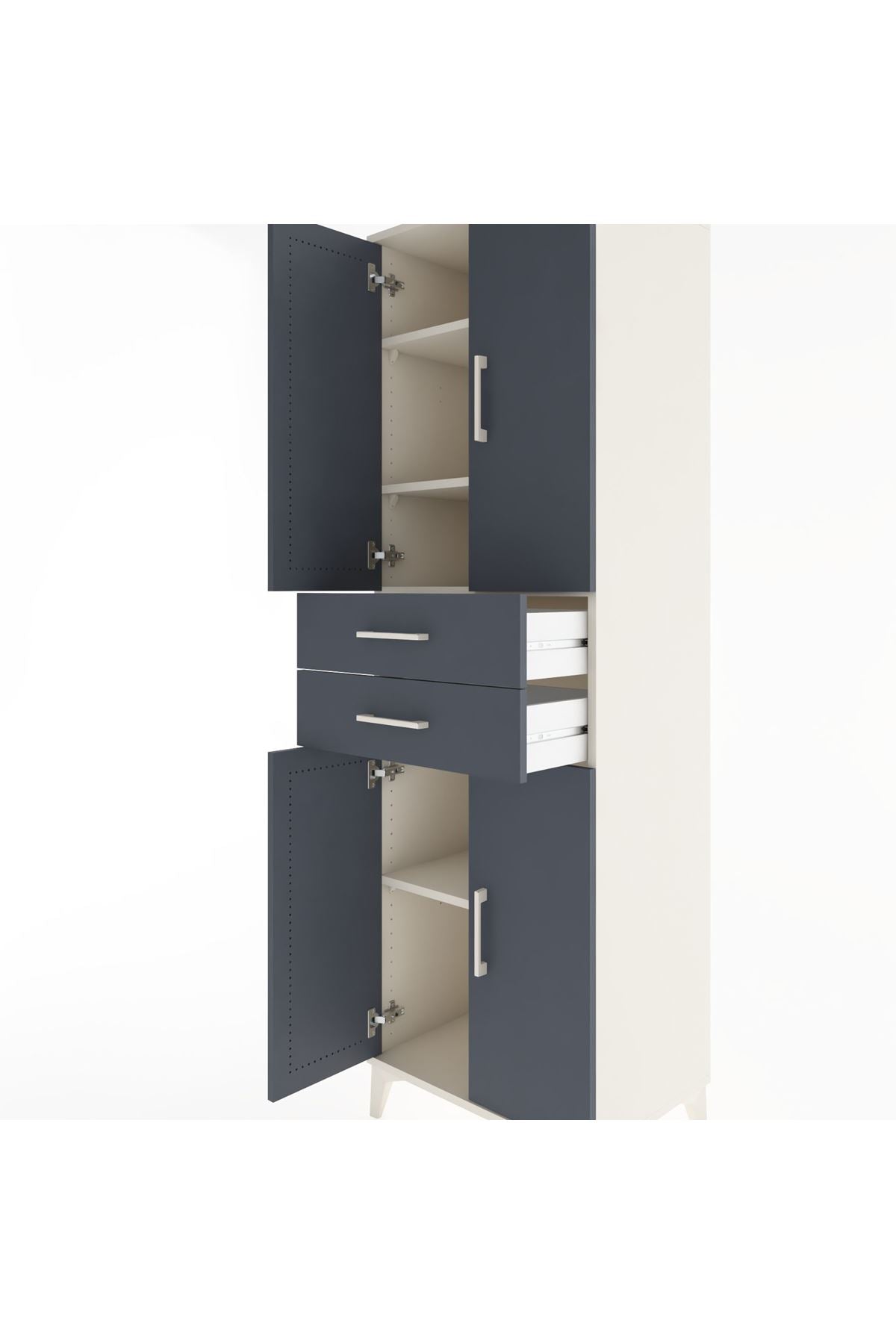 Hyperion Dolap 4 Raflı 2 Çekmeceli 4 Kapaklı 60x44x195 Aytaşı-Antrasit