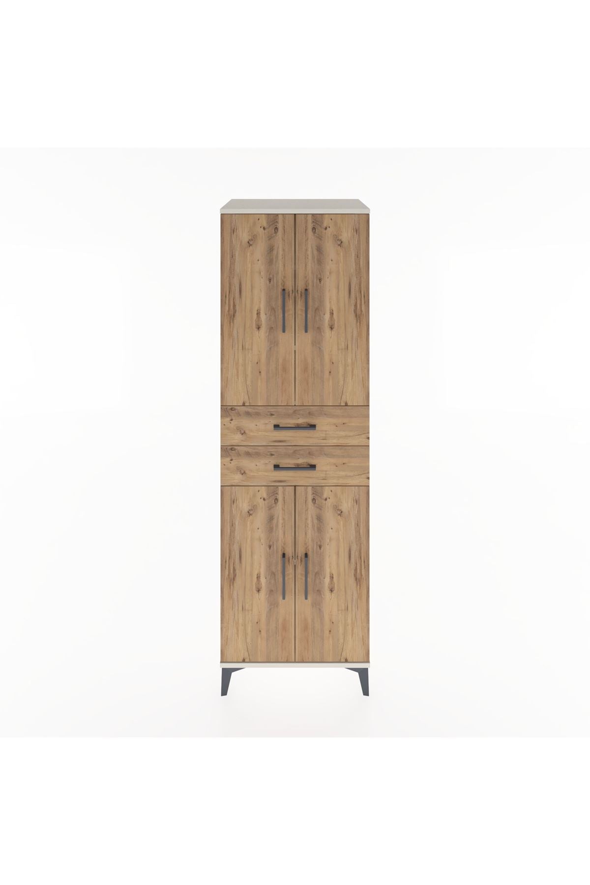 Hyperion Dolap 4 Raflı 2 Çekmeceli 4 Kapaklı 60x44x195 Aytaşı-Çam