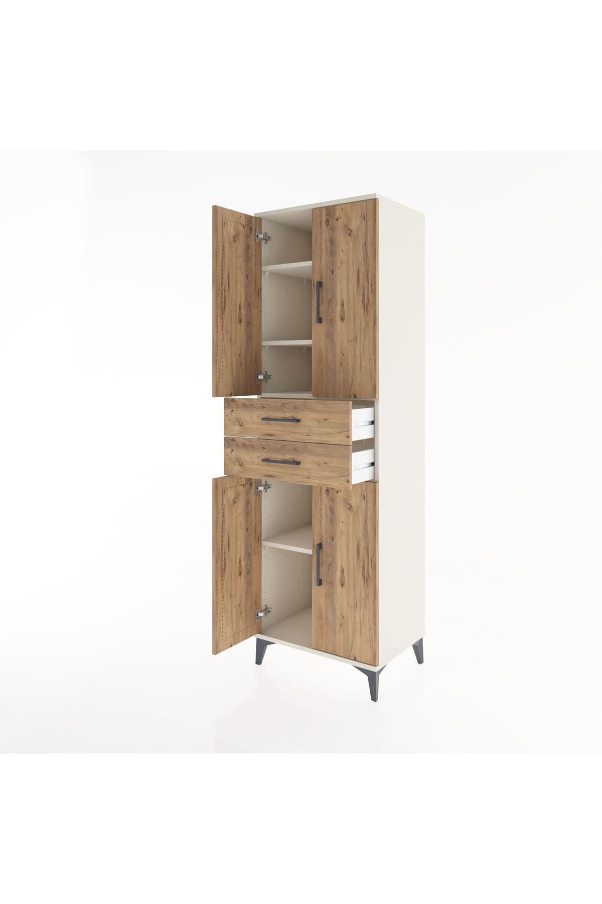 Hyperion Dolap 4 Raflı 2 Çekmeceli 4 Kapaklı 60x44x195 Aytaşı-Çam