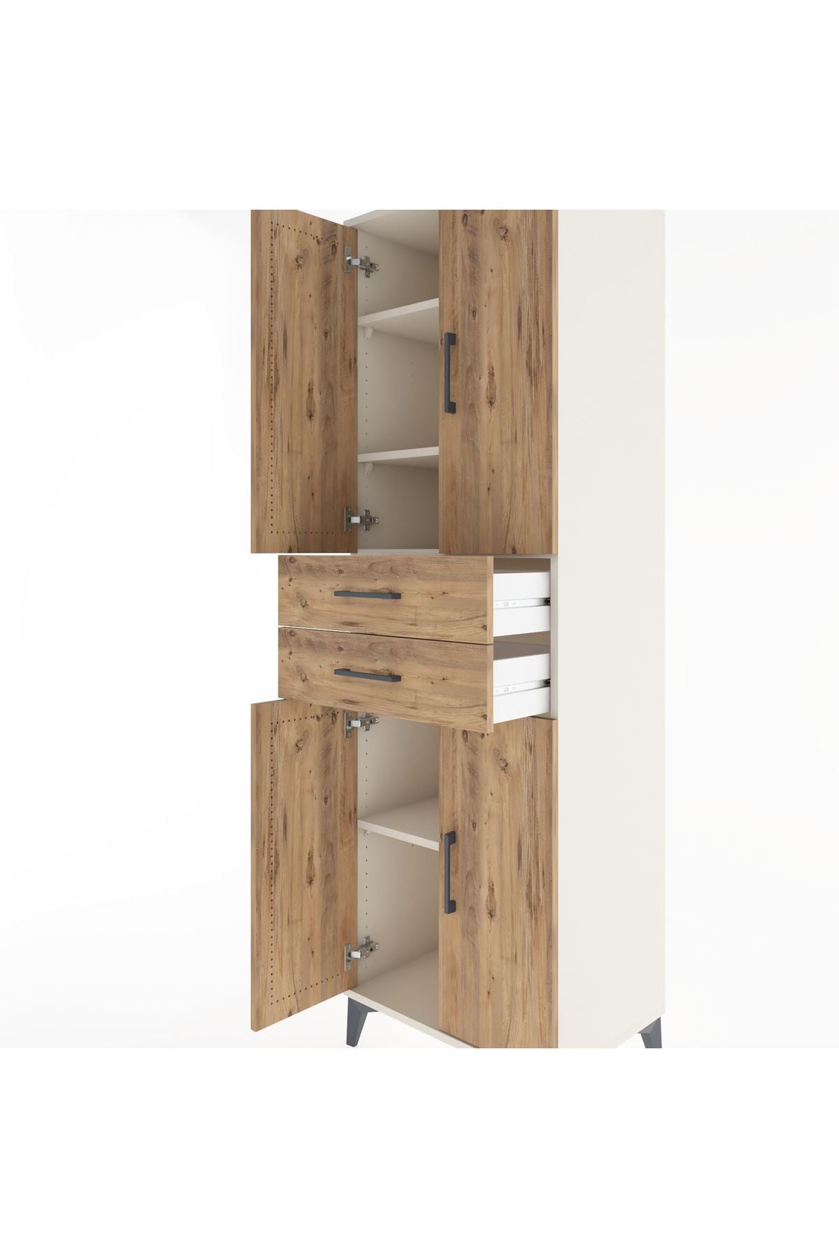 Hyperion Dolap 4 Raflı 2 Çekmeceli 4 Kapaklı 60x44x195 Aytaşı-Çam