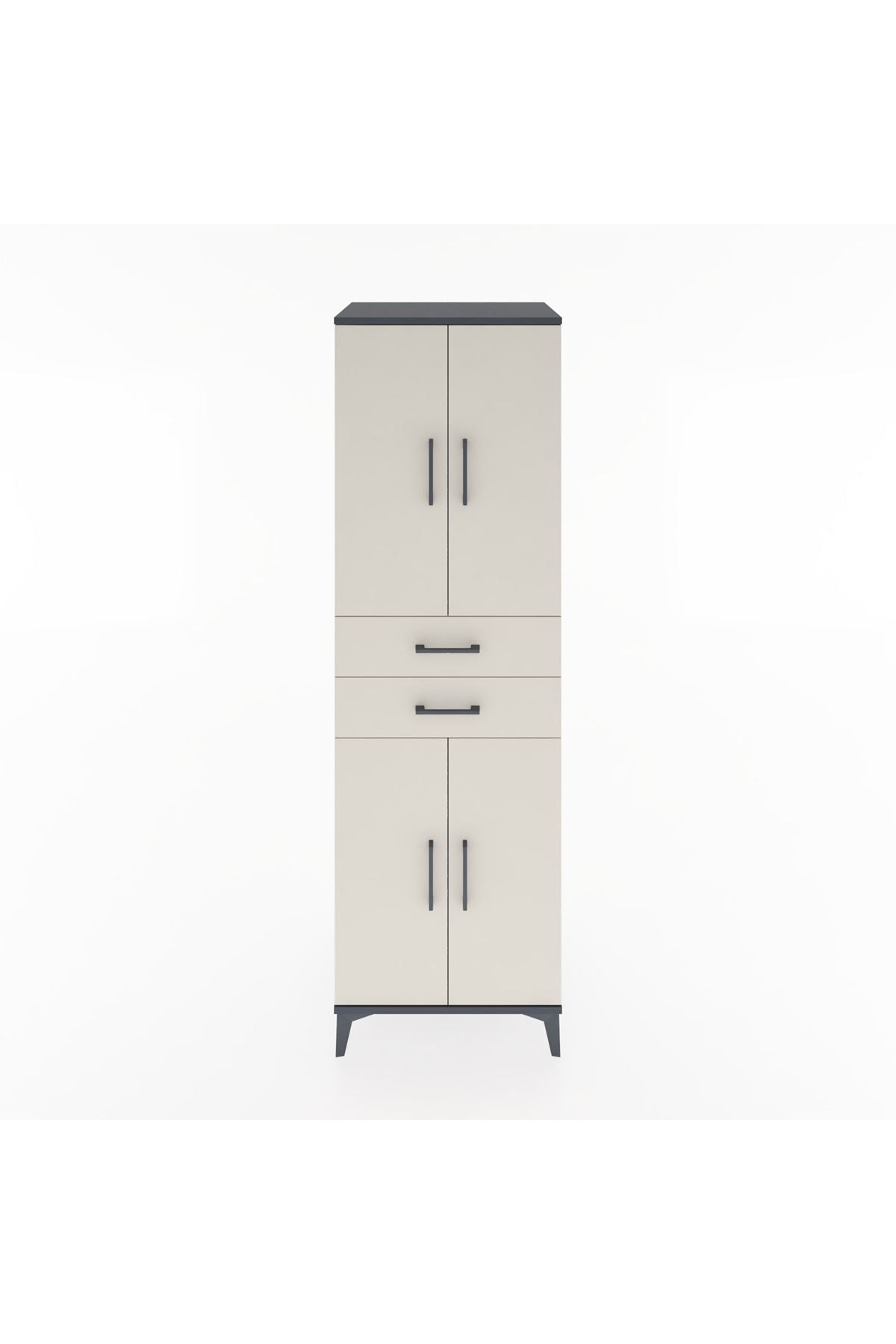 Hyperion Dolap 4 Raflı 2 Çekmeceli 4 Kapaklı 60x44x195 Antrasit-Aytaşı