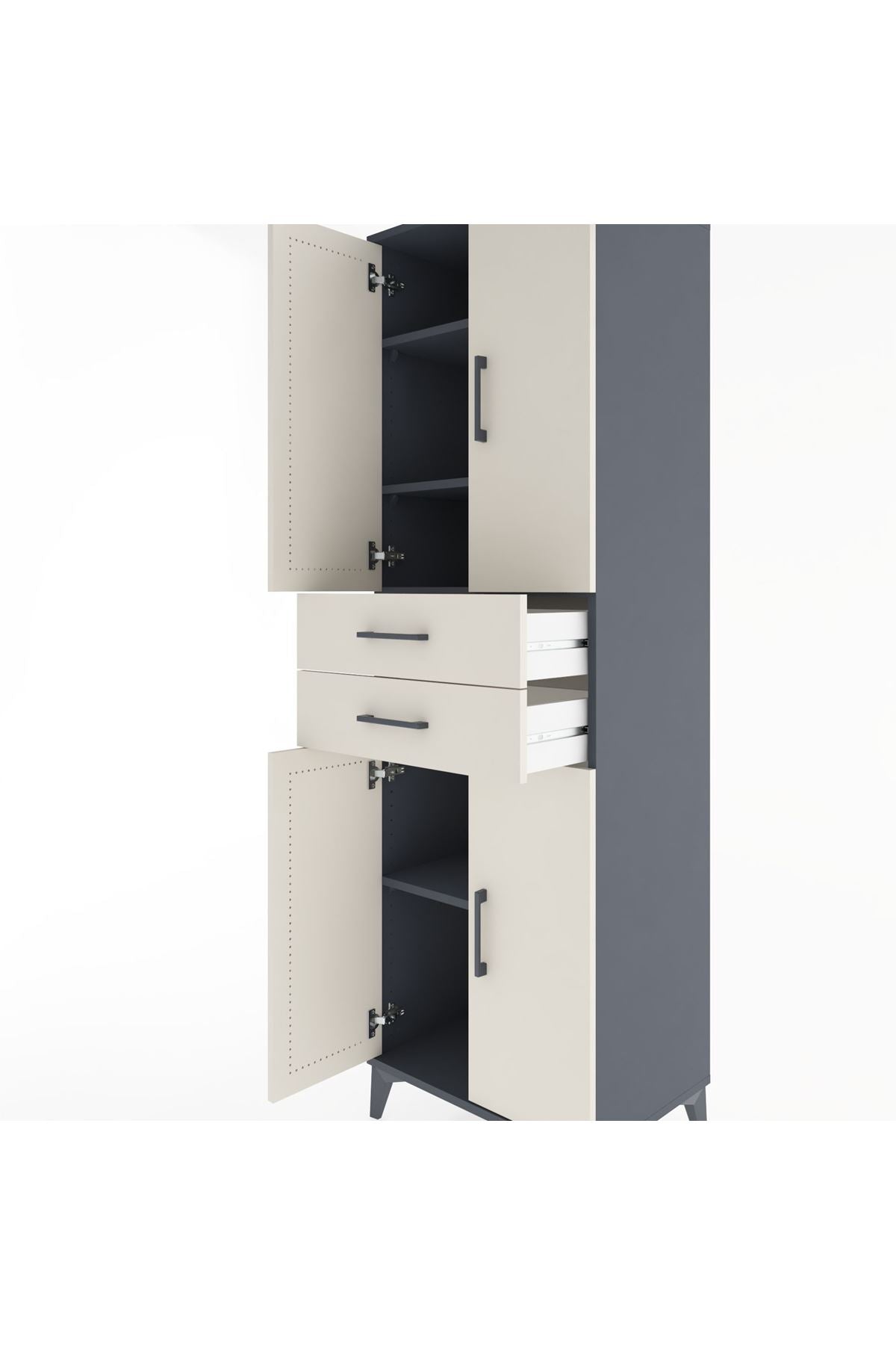 Hyperion Dolap 4 Raflı 2 Çekmeceli 4 Kapaklı 60x44x195 Antrasit-Aytaşı