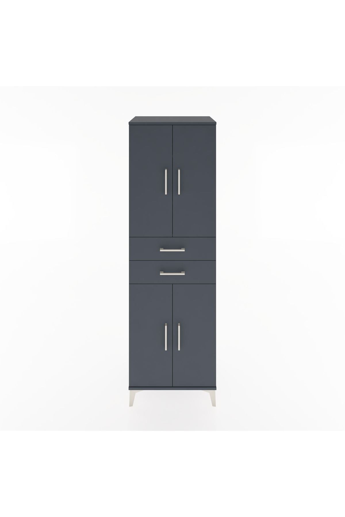 Hyperion Dolap 4 Raflı 2 Çekmeceli 4 Kapaklı 60x44x195 Antrasit-Antrasit