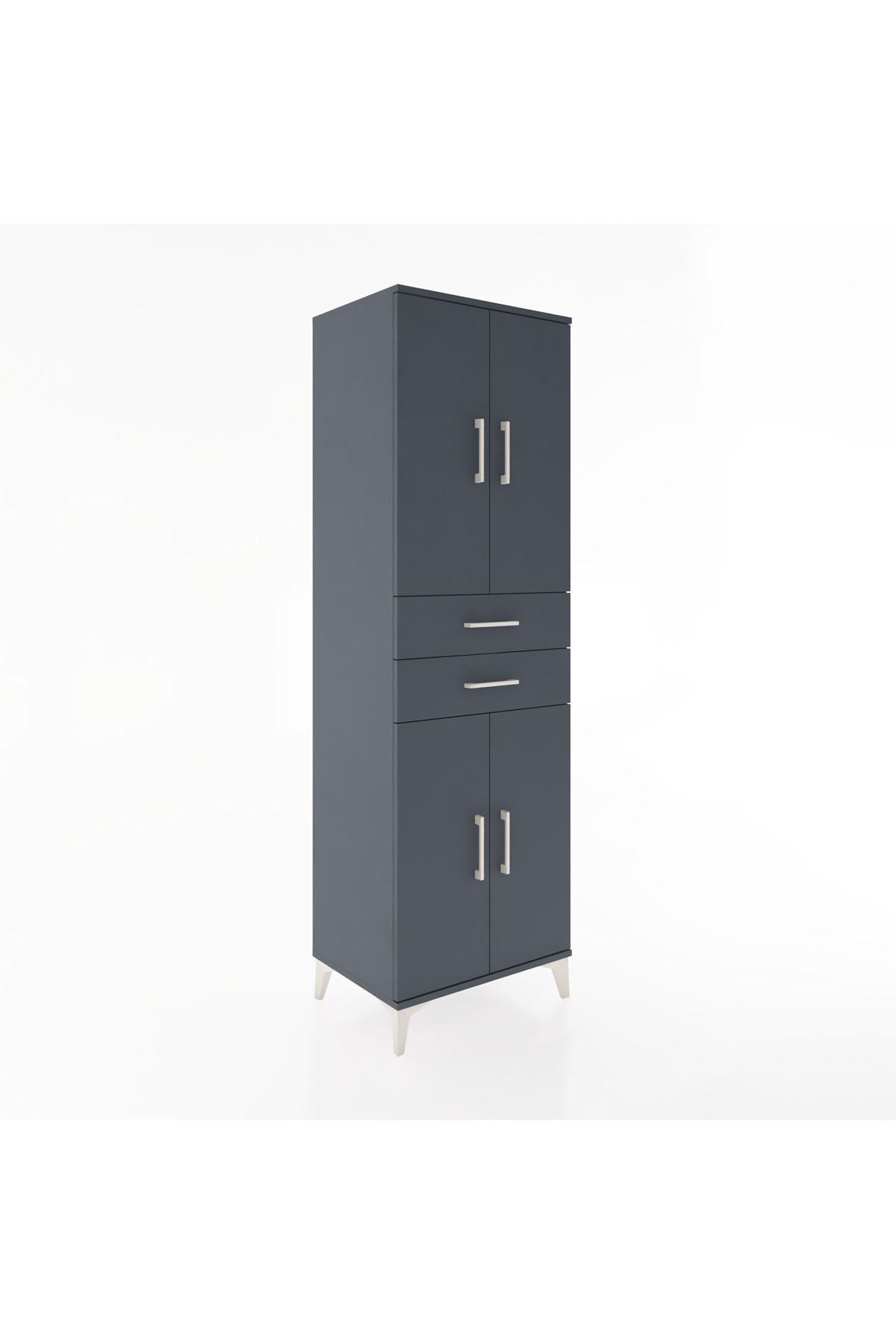 Hyperion Dolap 4 Raflı 2 Çekmeceli 4 Kapaklı 60x44x195 Antrasit-Antrasit
