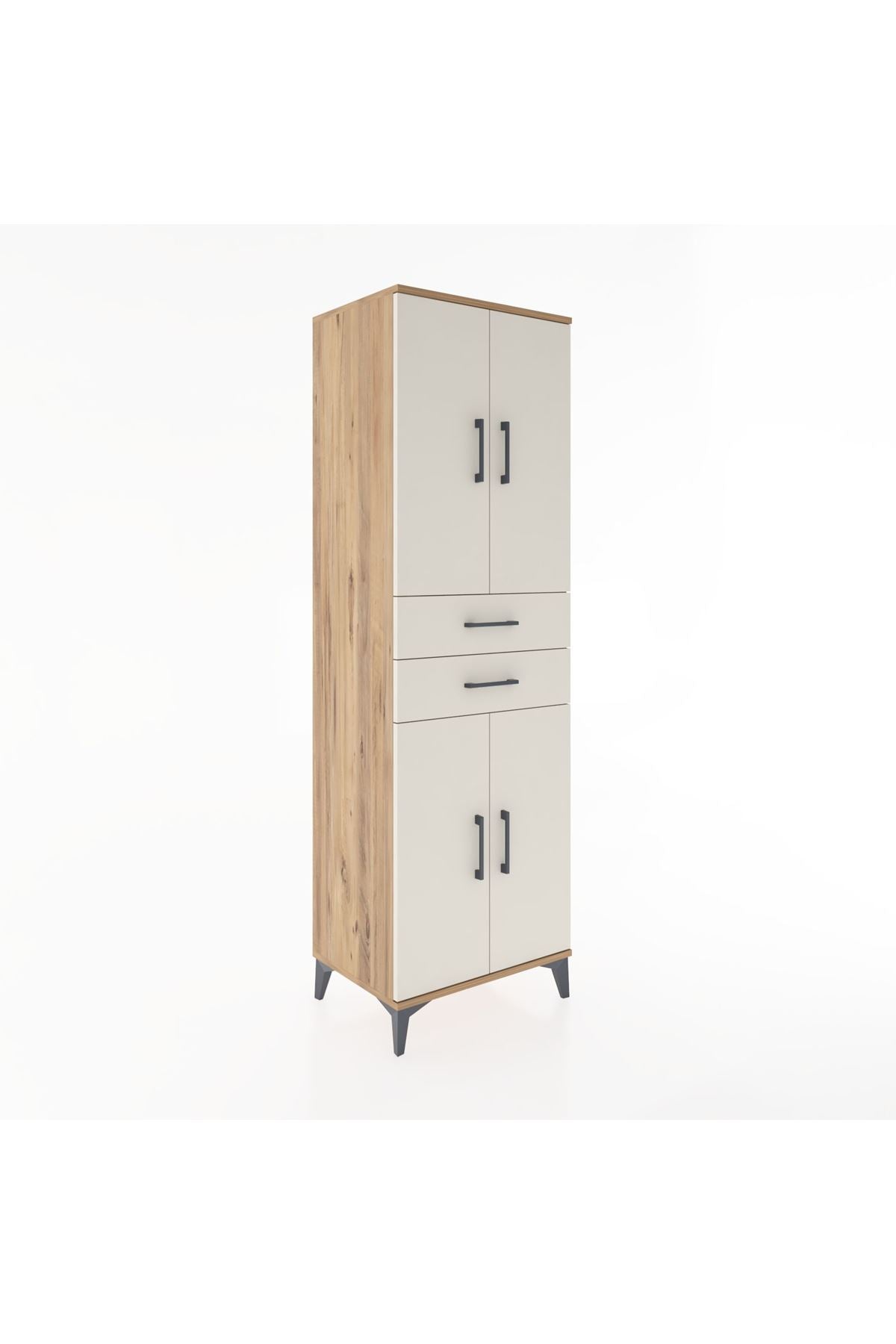 Hyperion Dolap 4 Raflı 2 Çekmeceli 4 Kapaklı 60x44x195 Çam-Aytaşı