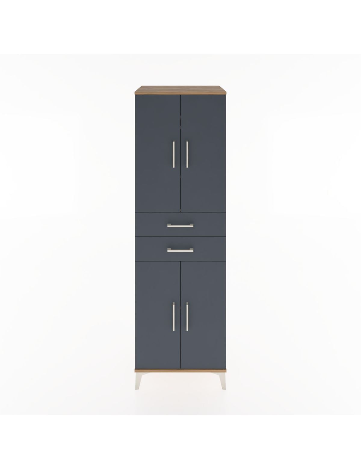 Hyperion Dolap 4 Raflı 2 Çekmeceli 4 Kapaklı 60x44x195 Çam-Antrasit