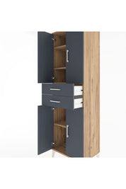 Hyperion Dolap 4 Raflı 2 Çekmeceli 4 Kapaklı 60x44x195 Çam-Antrasit