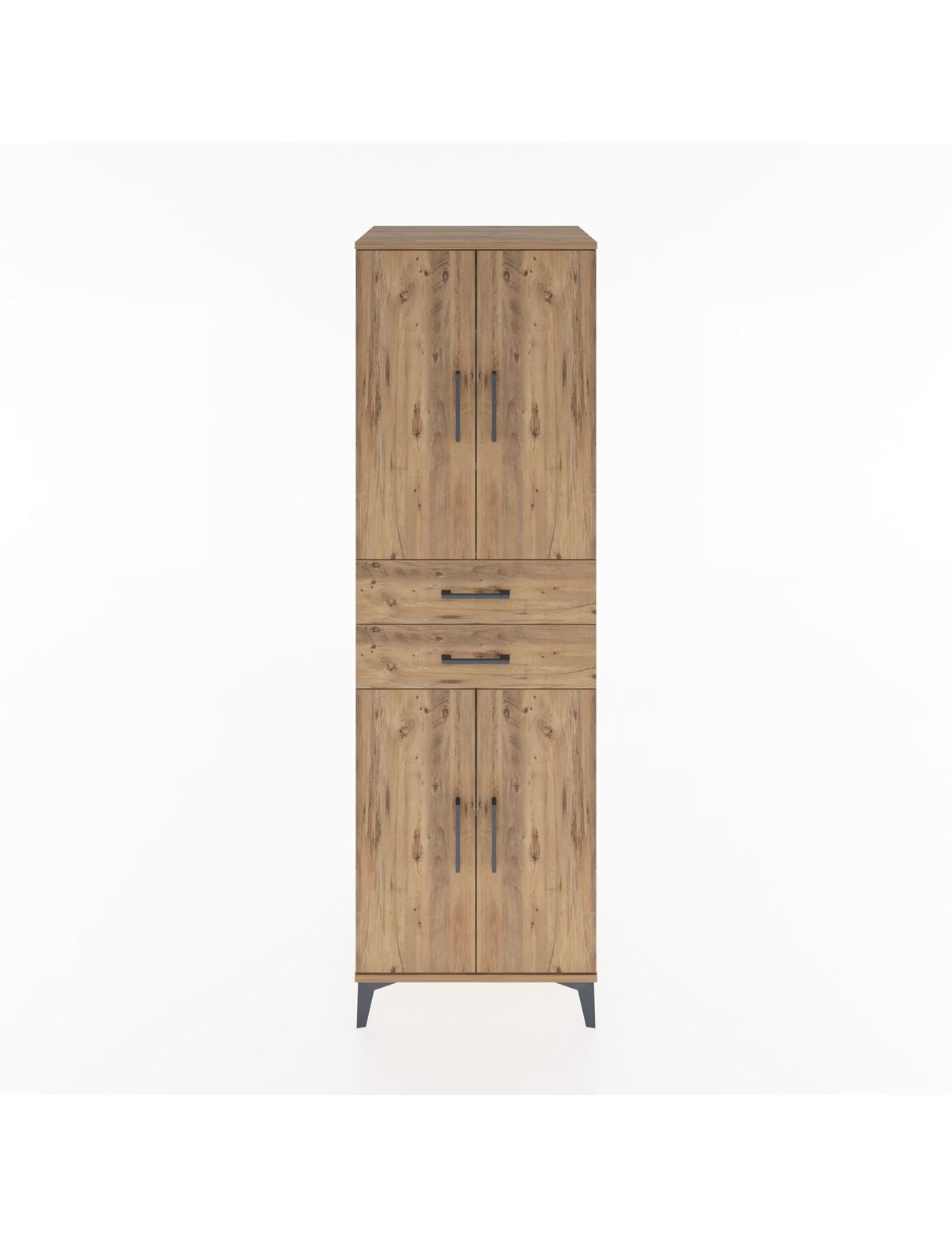 Hyperion Dolap 4 Raflı 2 Çekmeceli 4 Kapaklı 60x44x195 Çam-Çam