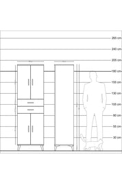 Hyperion Dolap 4 Raflı 2 Çekmeceli 4 Kapaklı 60x44x195 Çam-Çam