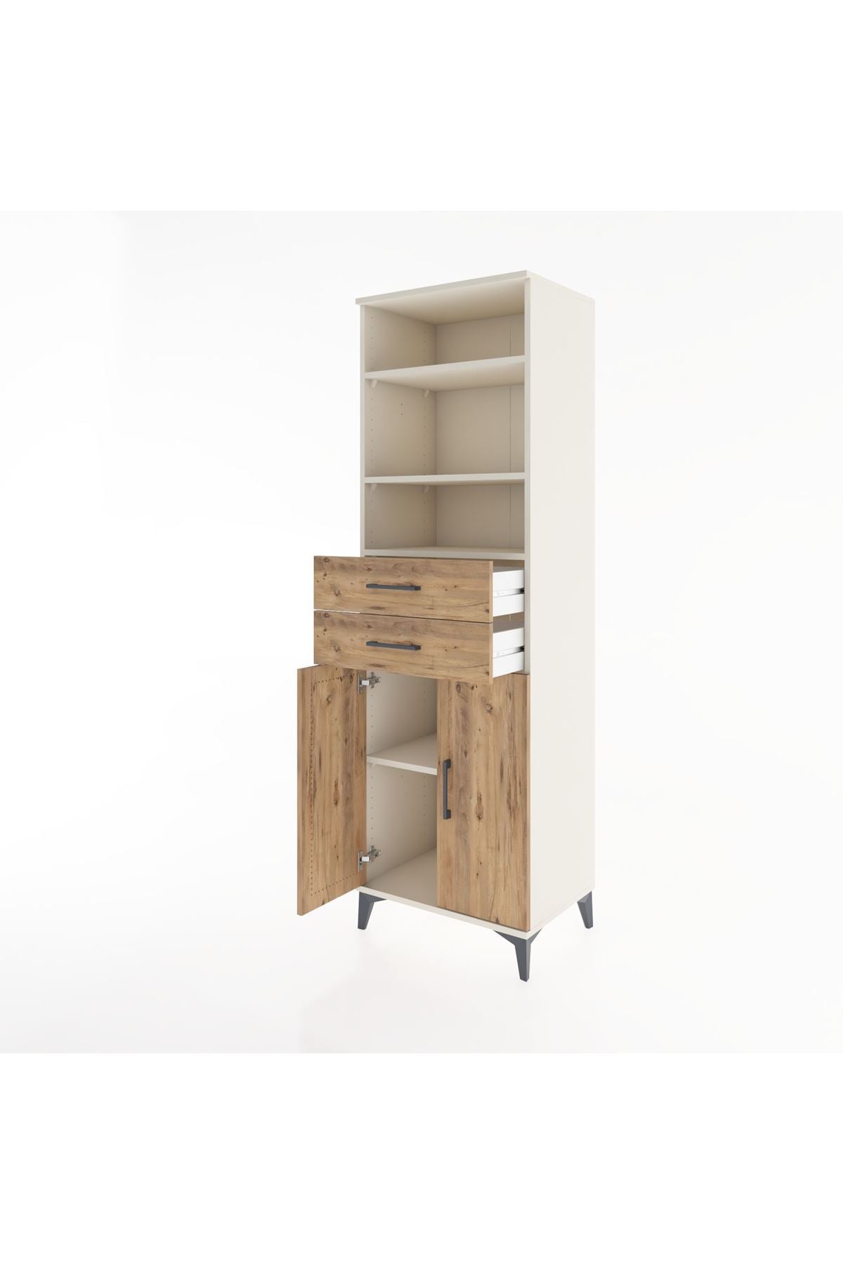 Hyperion Dolap 4 Raflı 2 Çekmeceli 2 Kapaklı 60x44x195 Aytaşı-Çam
