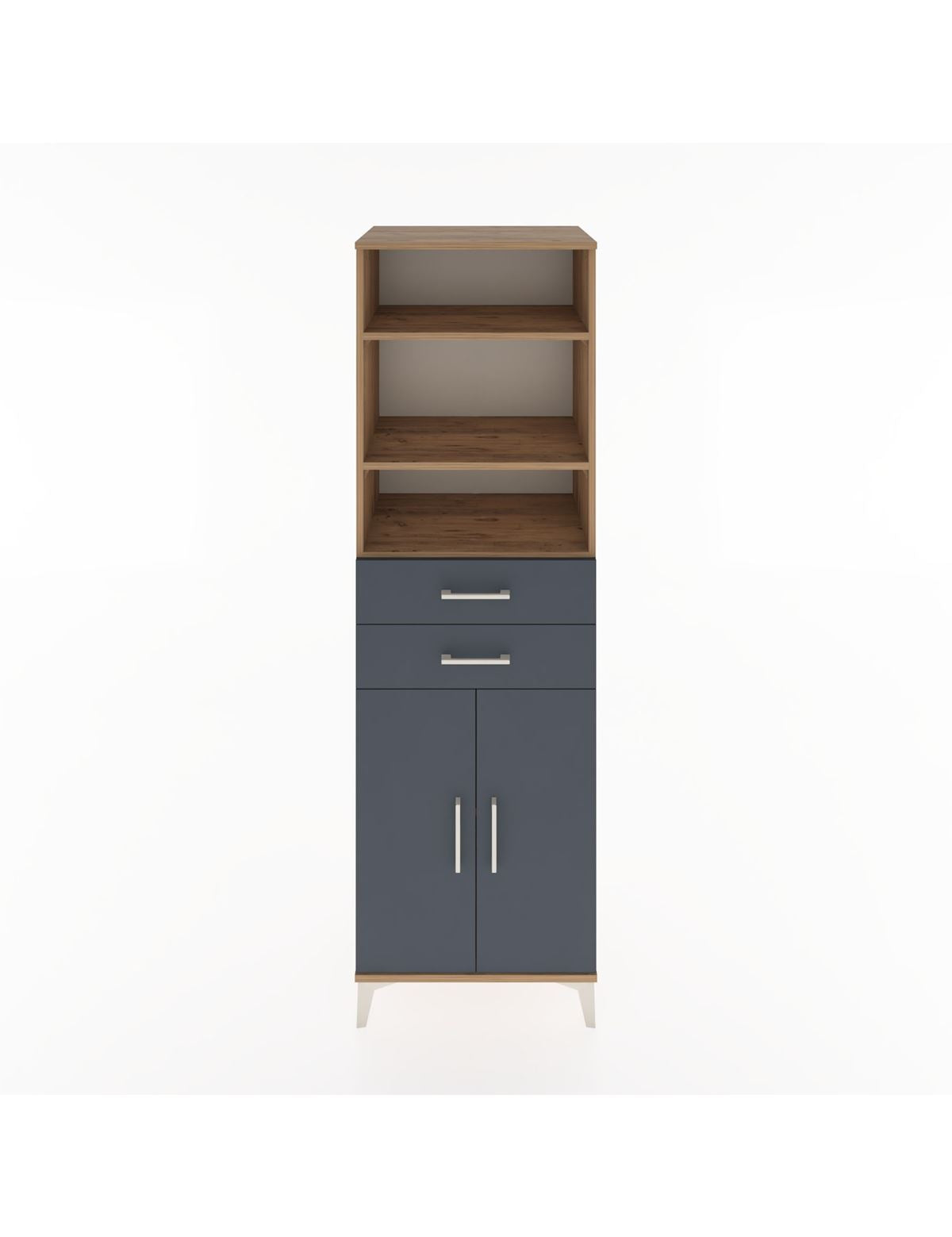 Hyperion Dolap 4 Raflı 2 Çekmeceli 2 Kapaklı 60x44x195 Çam-Antrasit