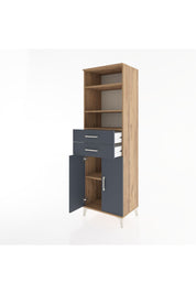 Hyperion Dolap 4 Raflı 2 Çekmeceli 2 Kapaklı 60x44x195 Çam-Antrasit