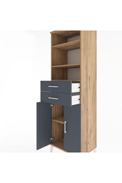 Hyperion Dolap 4 Raflı 2 Çekmeceli 2 Kapaklı 60x44x195 Çam-Antrasit