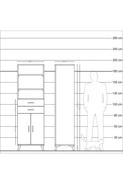 Hyperion Dolap 4 Raflı 2 Çekmeceli 2 Kapaklı 60x44x195 Çam-Antrasit