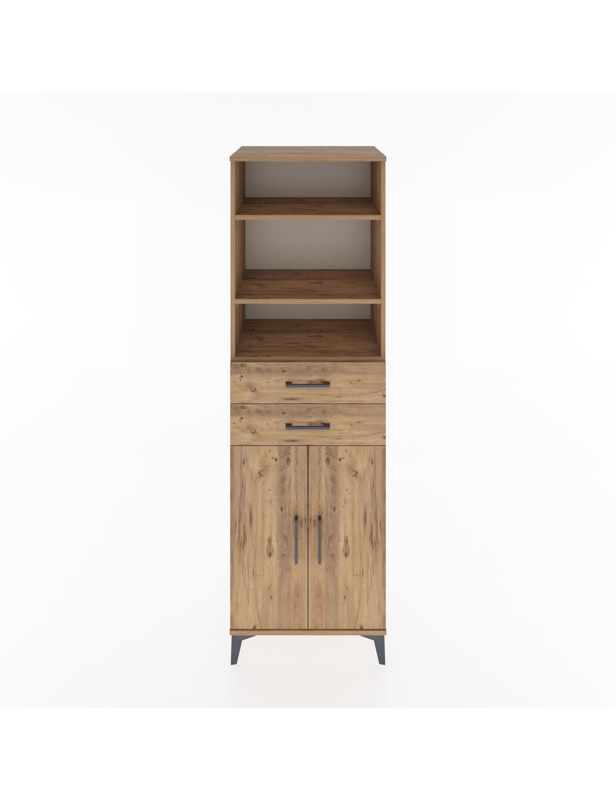 Hyperion Dolap 4 Raflı 2 Çekmeceli 2 Kapaklı 60x44x195 Çam-Çam