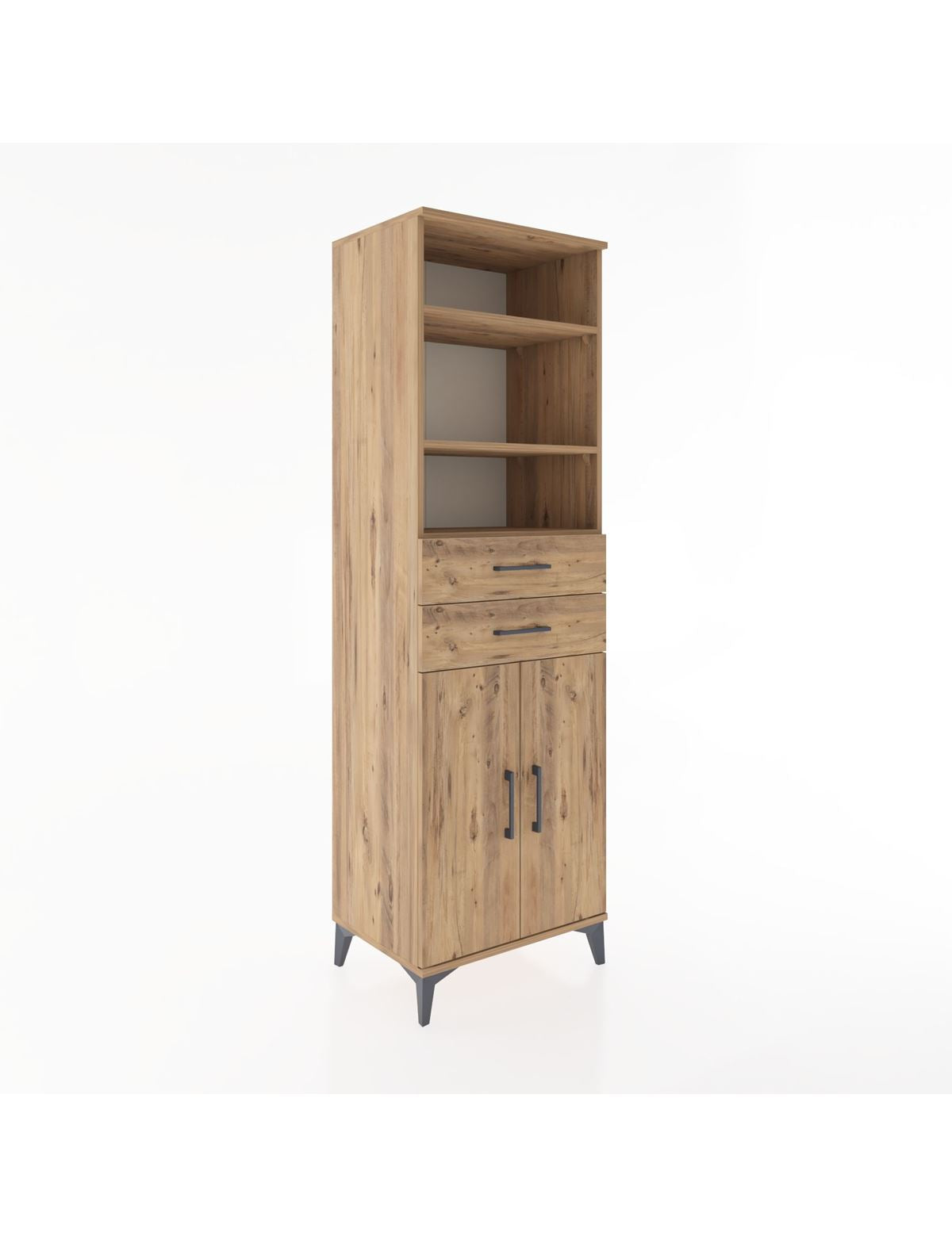 Hyperion Dolap 4 Raflı 2 Çekmeceli 2 Kapaklı 60x44x195 Çam-Çam