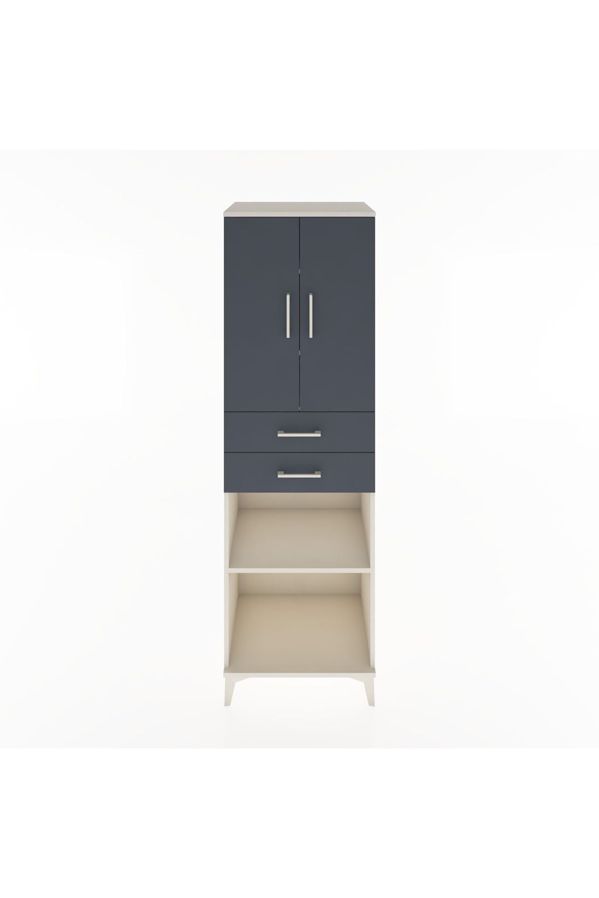 Hyperion Dolap 4 Raflı 2 Çekmeceli 2 Kapaklı 60x44x195 Aytaşı-Antrasit