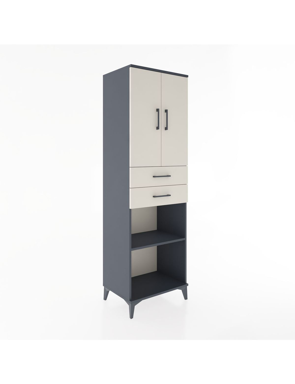 Hyperion Dolap 4 Raflı 2 Çekmeceli 2 Kapaklı 60x44x195 Antrasit-Aytaşı