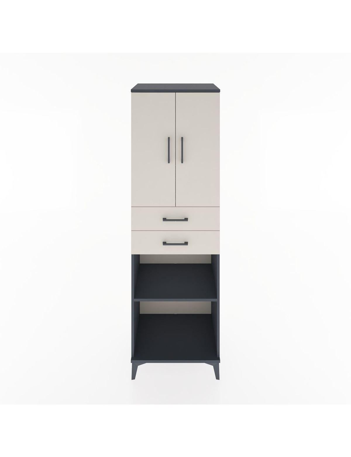 Hyperion Dolap 4 Raflı 2 Çekmeceli 2 Kapaklı 60x44x195 Antrasit-Aytaşı