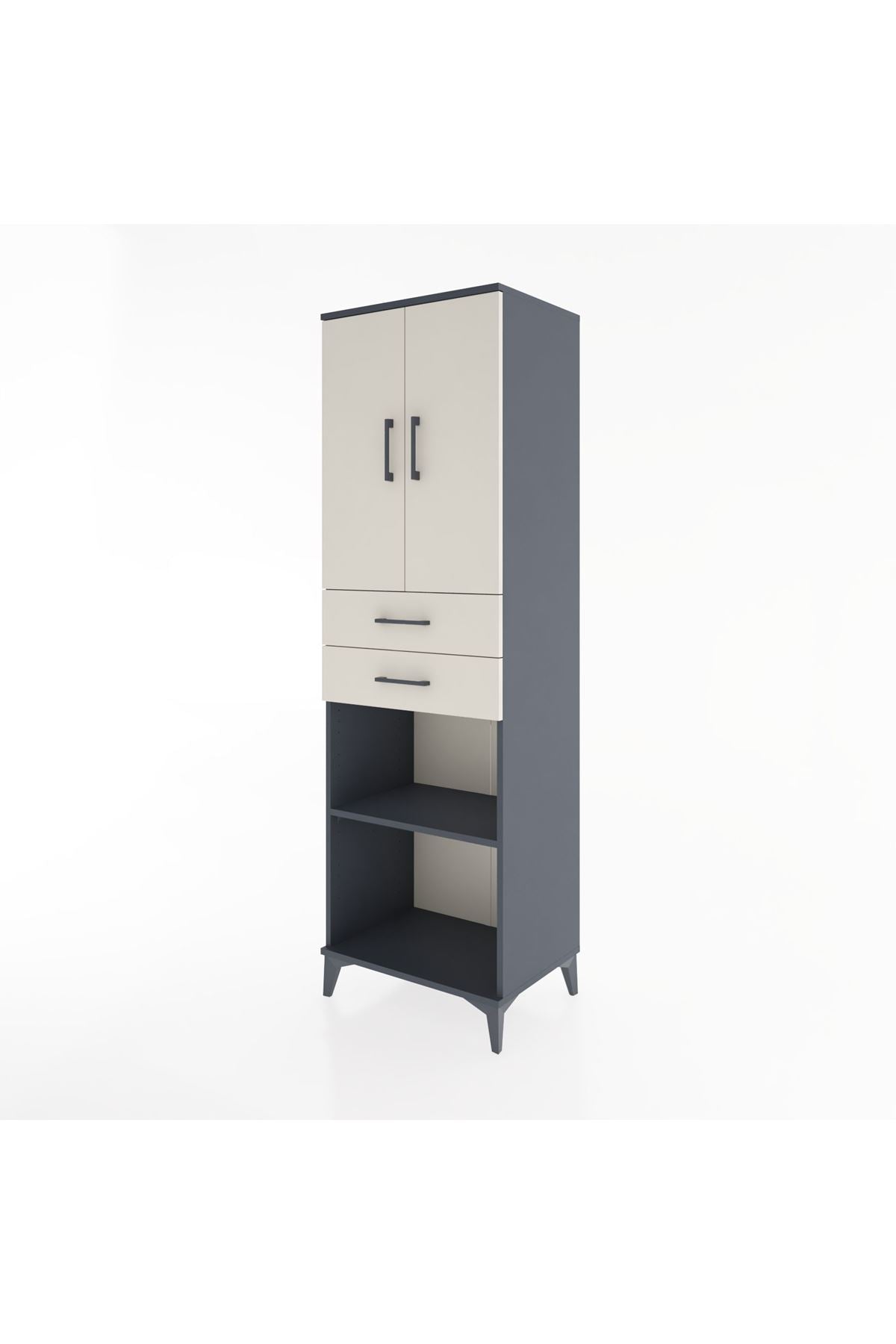 Hyperion Dolap 4 Raflı 2 Çekmeceli 2 Kapaklı 60x44x195 Antrasit-Aytaşı