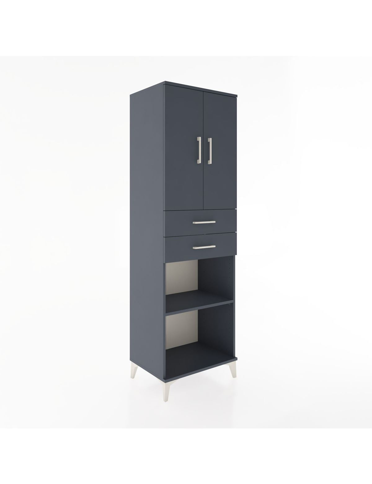 Hyperion Dolap 4 Raflı 2 Çekmeceli 2 Kapaklı 60x44x195 Antrasit-Antrasit