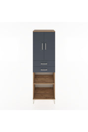 Hyperion Dolap 4 Raflı 2 Çekmeceli 2 Kapaklı 60x44x195 Çam-Antrasit