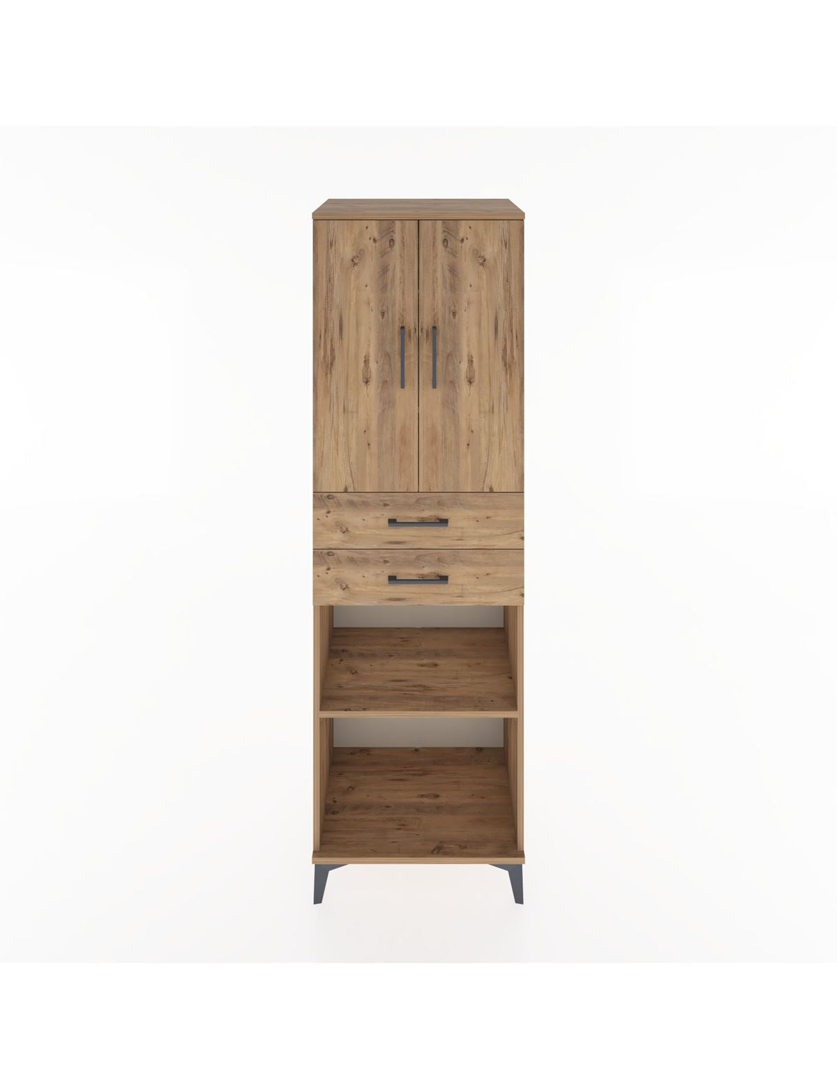 Hyperion Dolap 4 Raflı 2 Çekmeceli 2 Kapaklı 60x44x195 Çam-Çam