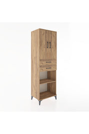 Hyperion Dolap 4 Raflı 2 Çekmeceli 2 Kapaklı 60x44x195 Çam-Çam