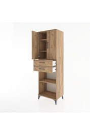 Hyperion Dolap 4 Raflı 2 Çekmeceli 2 Kapaklı 60x44x195 Çam-Çam