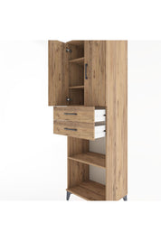Hyperion Dolap 4 Raflı 2 Çekmeceli 2 Kapaklı 60x44x195 Çam-Çam