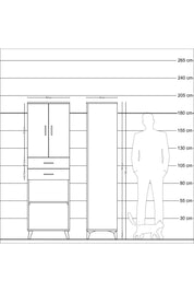 Hyperion Dolap 4 Raflı 2 Çekmeceli 2 Kapaklı 60x44x195 Çam-Çam