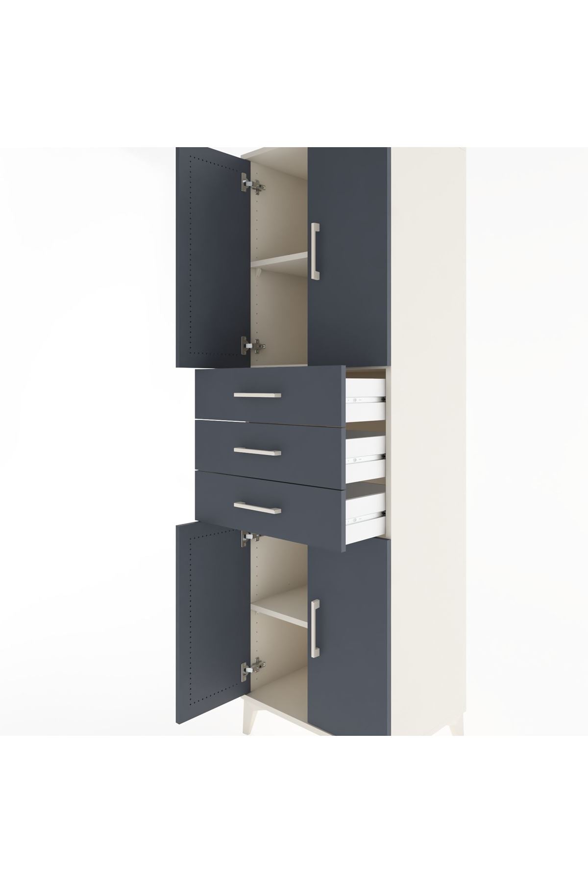 Hyperion Dolap 3 Raflı 3 Çekmeceli 4 Kapaklı 60x44x195 Aytaşı-Antrasit