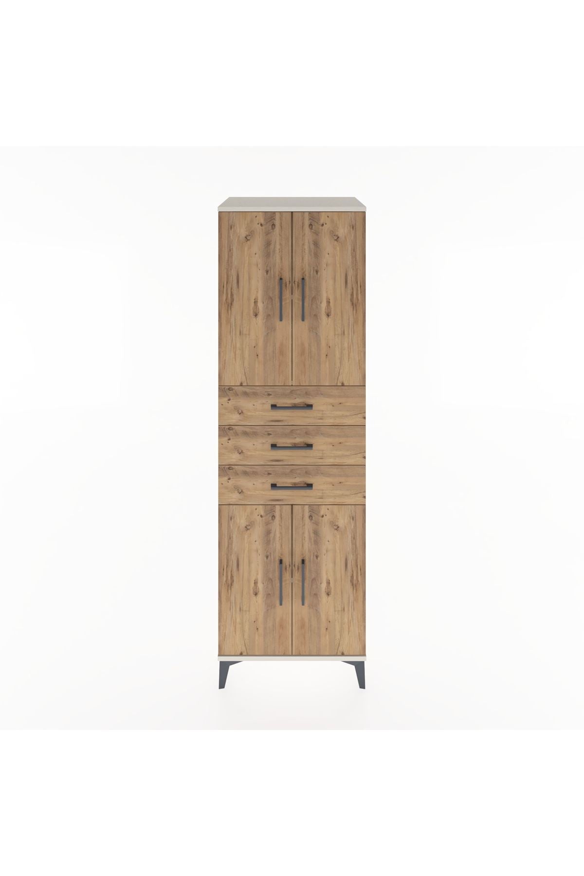 Hyperion Dolap 3 Raflı 3 Çekmeceli 4 Kapaklı 60x44x195 Aytaşı-Çam