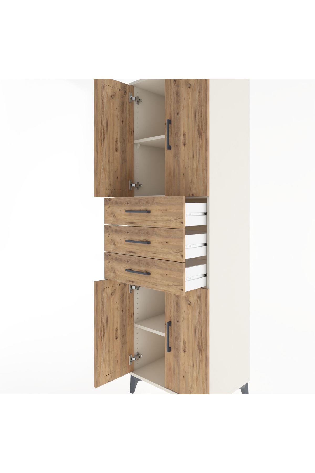 Hyperion Dolap 3 Raflı 3 Çekmeceli 4 Kapaklı 60x44x195 Aytaşı-Çam